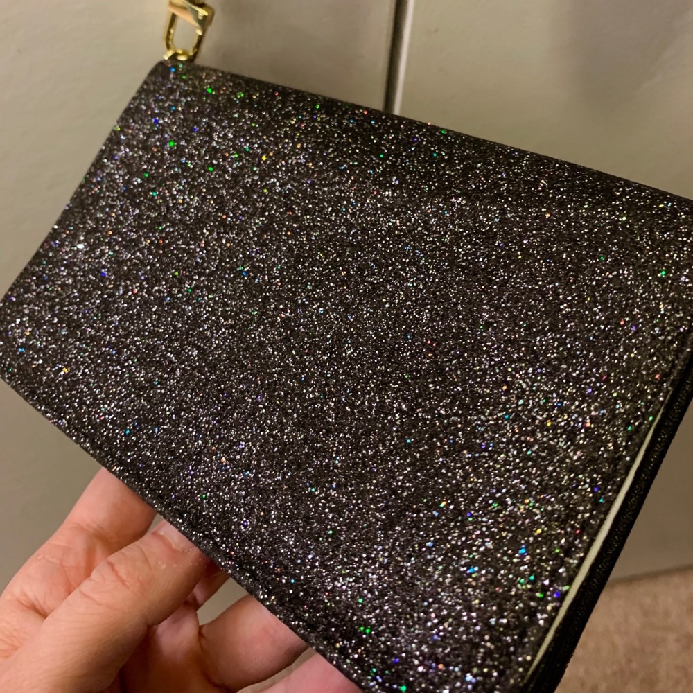 Betsy Johnson Black Glitter Wristlet